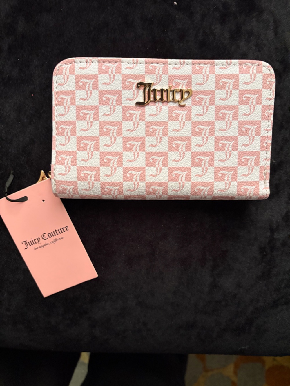 Juicy Couture Pink & White Checker Logo Wallet
